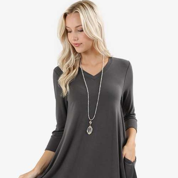 *ZENANA PREMIUM - LONG SLEEVE POCKET DRESS* - Picture 2 of 8
